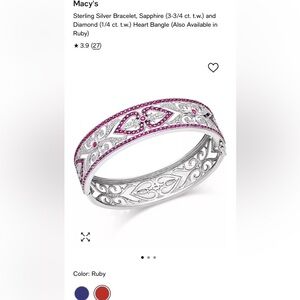 💞 earth mined diamond & rubies in sterling silver bracelet hinge &  clasp NWOT